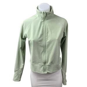 Move Theory Green Ribbed Long Sleeve Athletic Activewear Sweatshirt Jacket Top M